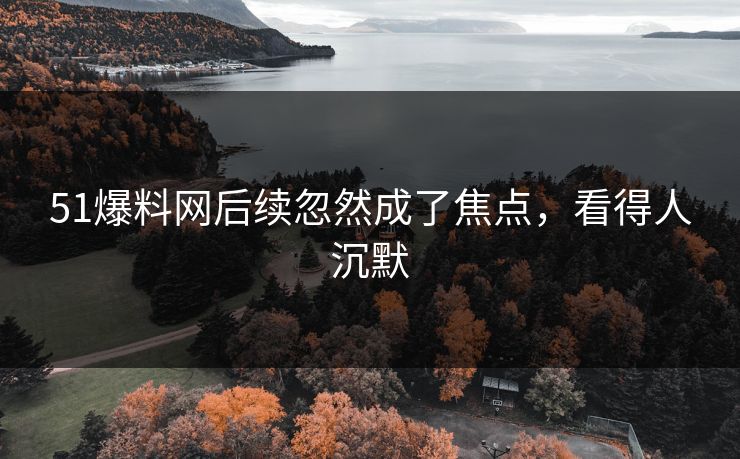 51爆料网后续忽然成了焦点，看得人沉默