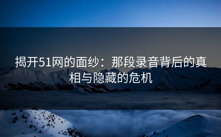 揭开51网的面纱：那段录音背后的真相与隐藏的危机