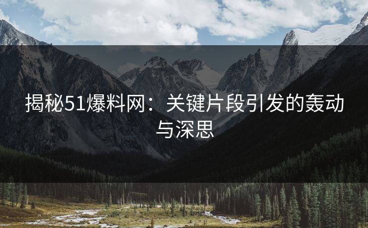 揭秘51爆料网：关键片段引发的轰动与深思