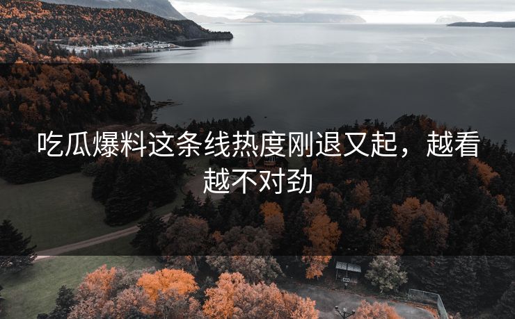 吃瓜爆料这条线热度刚退又起，越看越不对劲