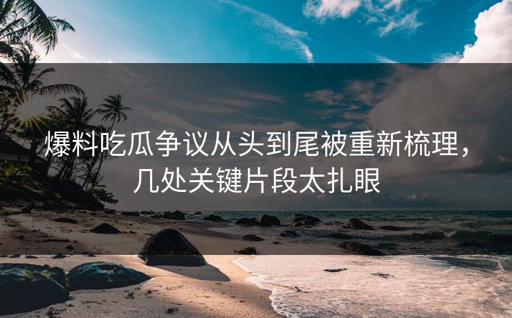 爆料吃瓜争议从头到尾被重新梳理，几处关键片段太扎眼