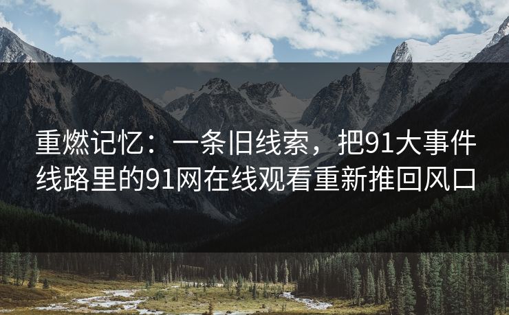 重燃记忆：一条旧线索，把91大事件线路里的91网在线观看重新推回风口